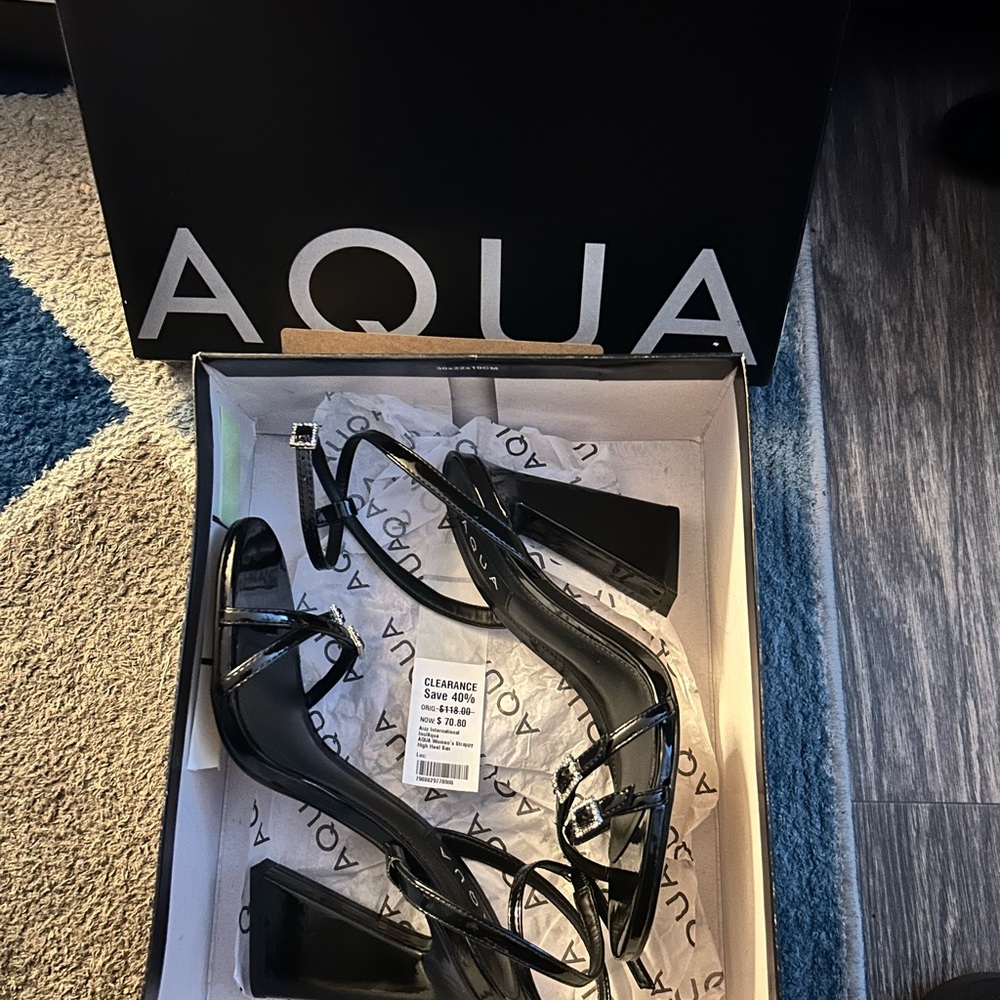 Aqua Black Women's Heels
